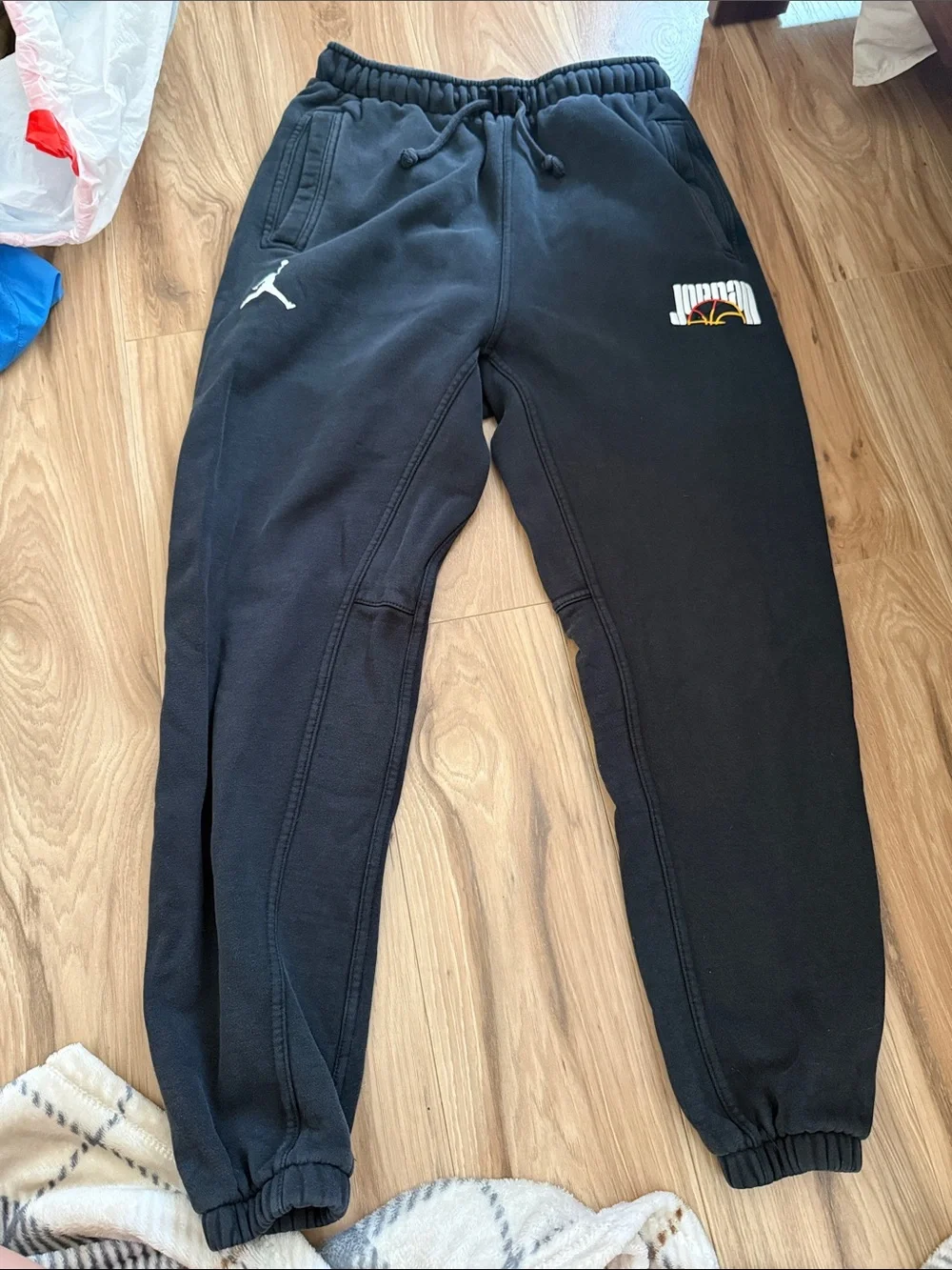 Jordan Black Jogger Sweatpants with White Jumpman
